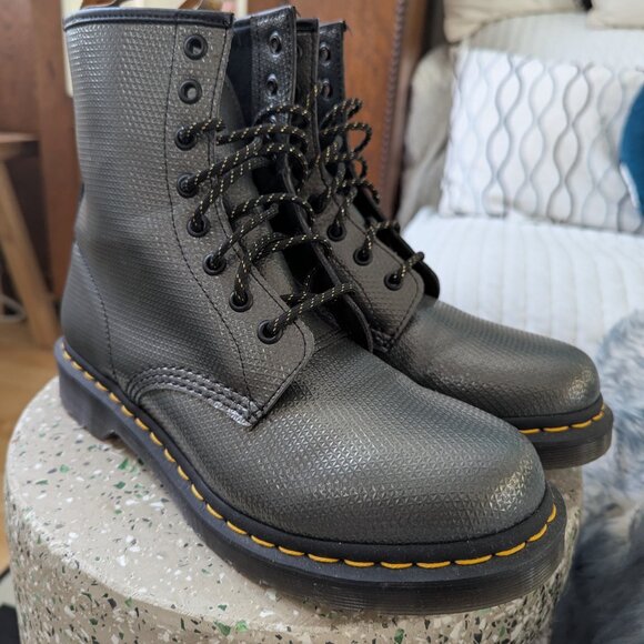 Dr. Martens Pewter Metallic Combat Boots - Picture 2 of 6